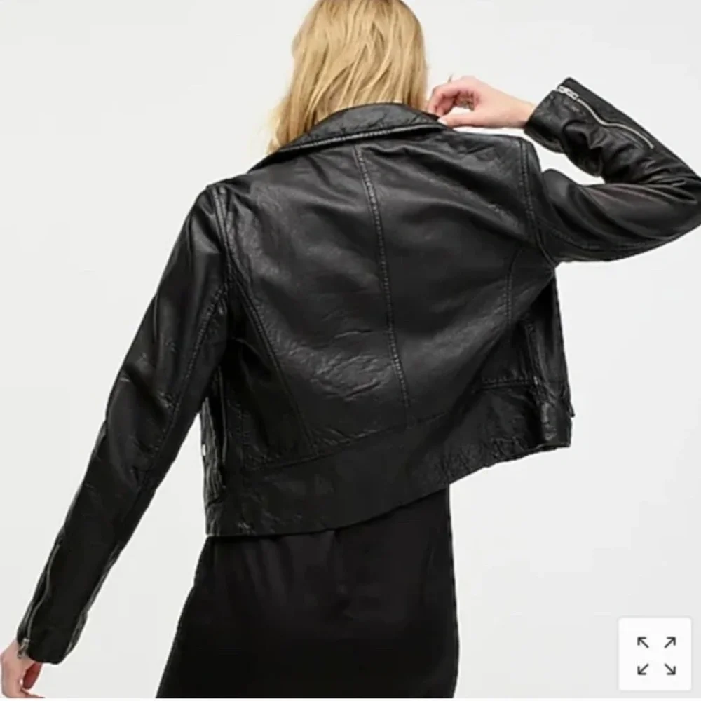 JCrew Collection washed leather motorcycle jacket - Picture 2 of 10